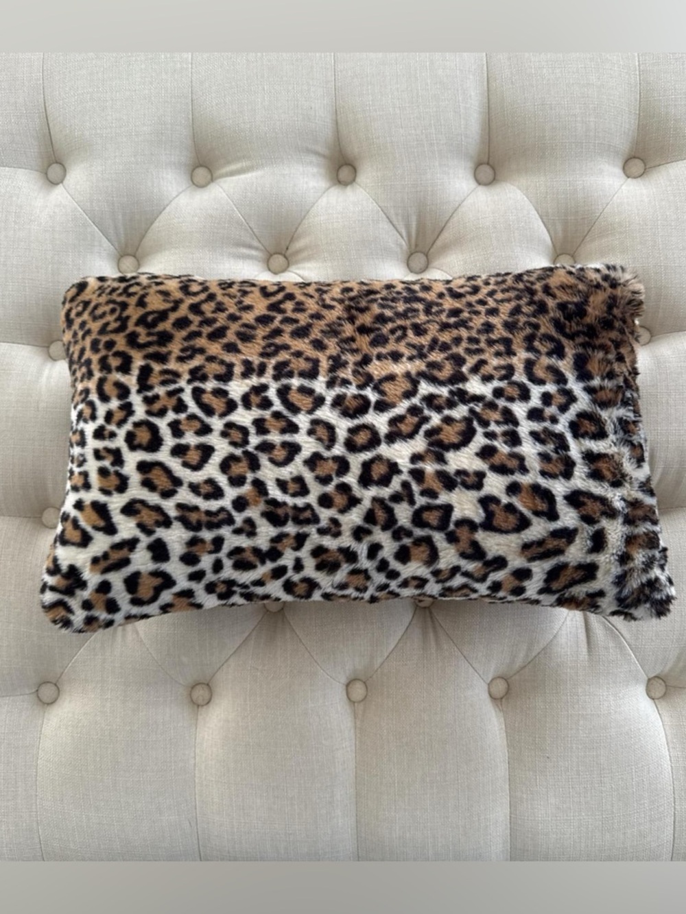 Leopard Print Faux Fur Accent Pillow - Brown & Black